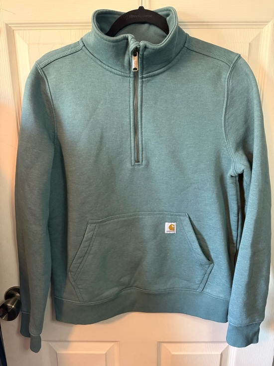 Carhartt Tops - Carhartt Woman’s Relaxed Fit Quarter Zip Green Pullover Sweatshirt Medium
